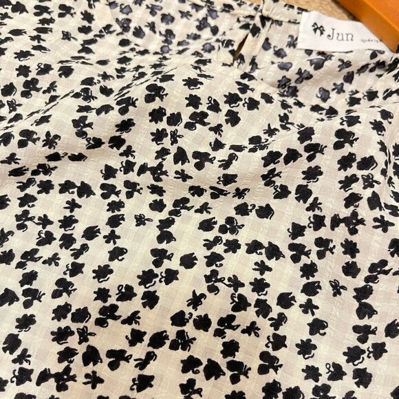 NWOT Jun From Korea Gingham Floral Babydoll Dress Ivory Cream – M - Picture 6 of 11